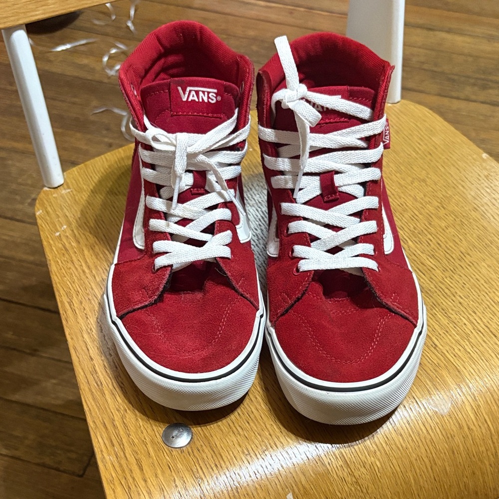 Vans Crimson High-Top Sneakers with White Laces